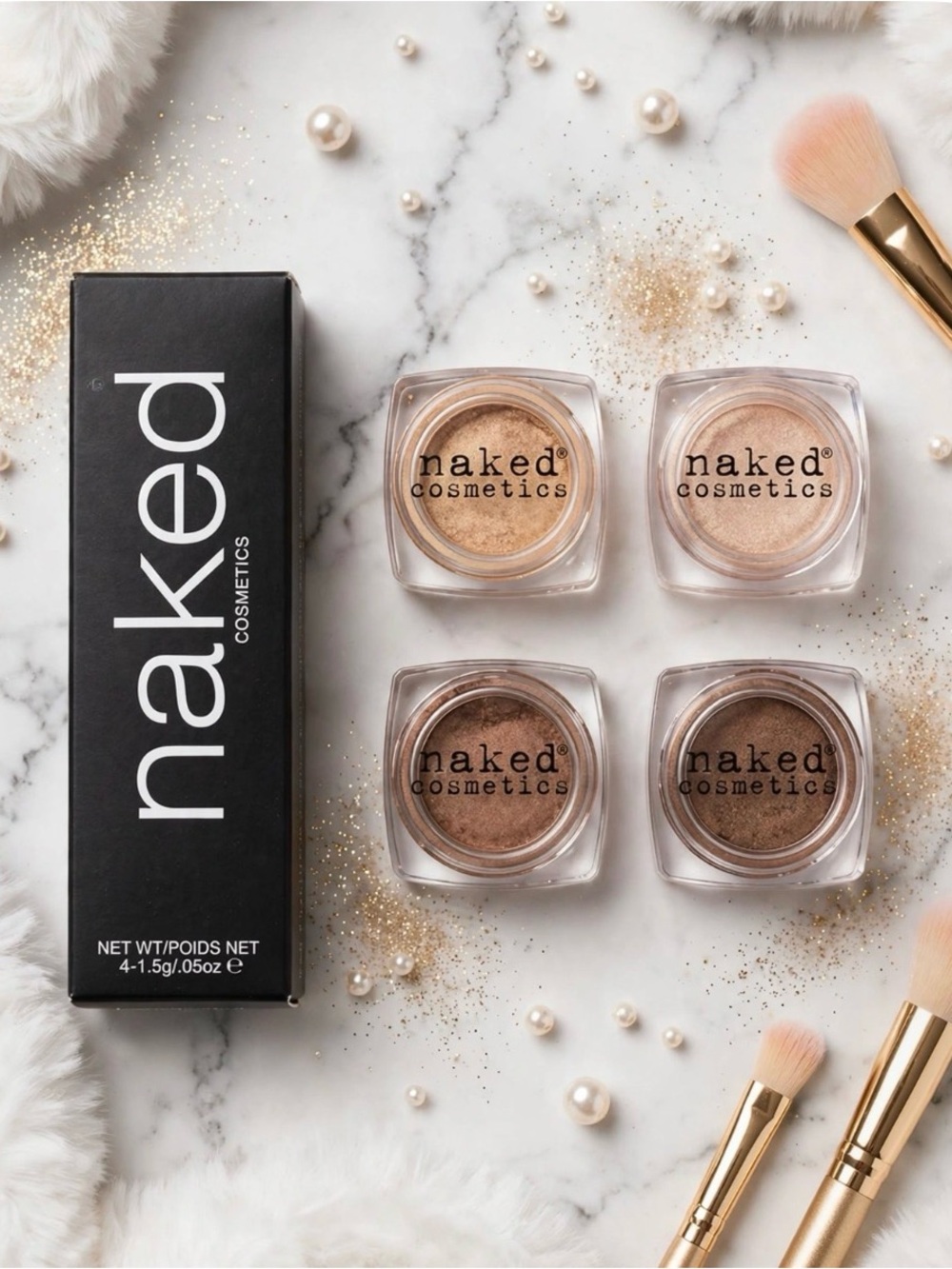naked cosmetics Neutral Shimmer Eyeshadow Set - Champagne, Gold, Taupe, Beige